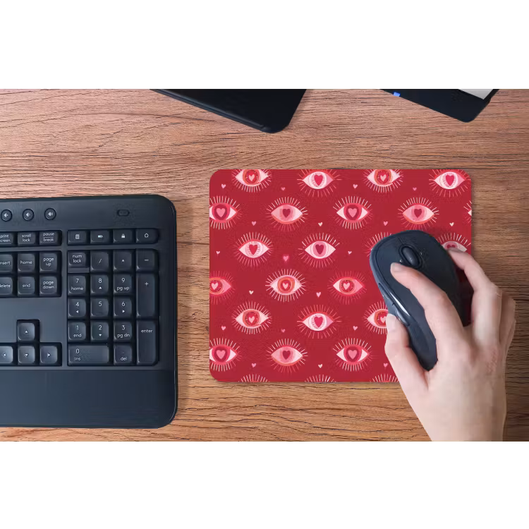 Ogen - Patroon - Roze - Donkerrood muismat rubber klein 262 -toetsenbord
