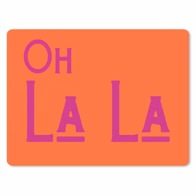 Oh la la - Oranje - Roze - Scheeflettertype muismat rubber klein -3d