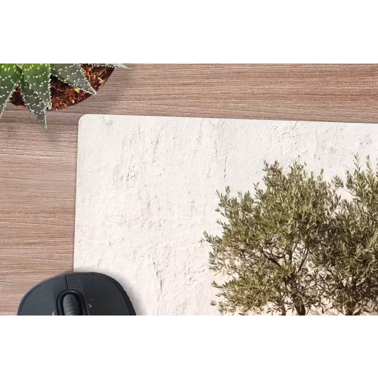 Muismat - Olijfboom - muur - wit - Olijfboom - muur - wit muismat rubber klein
