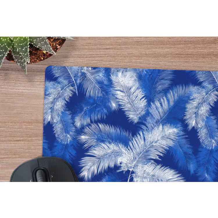 Palmblad - Patroon - Blauw muismat rubber klein 262 -closeup