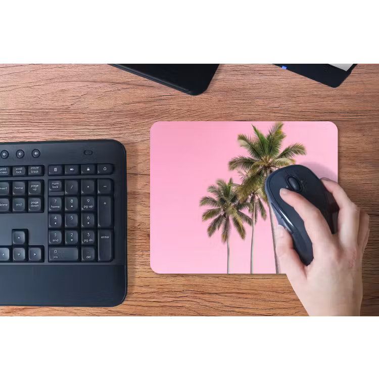 Palmboom - Tropisch - Pink muismat rubber klein -toetsenbord