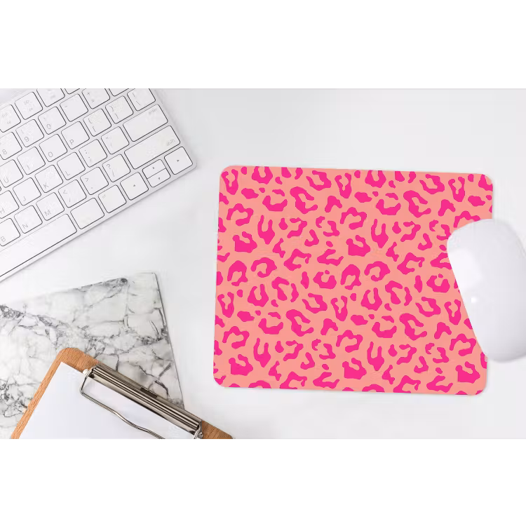 Panterprint - Roze - Dierenprint - Minimalistisch muismat rubber klein -witbureau