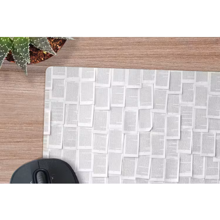 Papier - Overlappend - Textuur - Modern - Wit muismat rubber klein -closeup