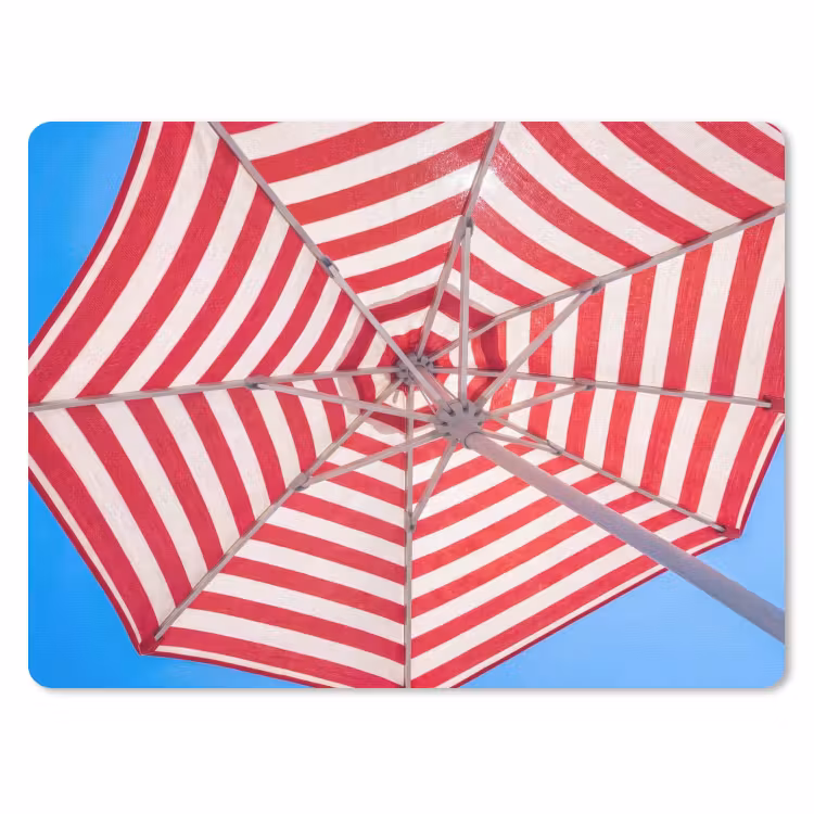 Parasol - Strepen - Zomer - Rood - Blauw muismat rubber klein -3d