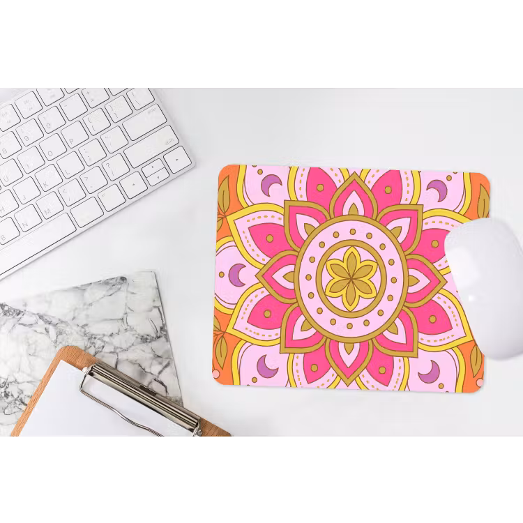 Patroon - Bloemmotief - Decoratie - Abstract - Roze muismat rubber klein -witbureau