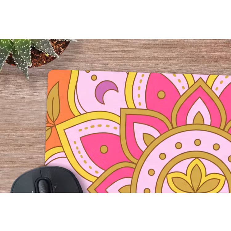 Patroon - Bloemmotief - Decoratie - Abstract - Roze muismat rubber klein -closeup