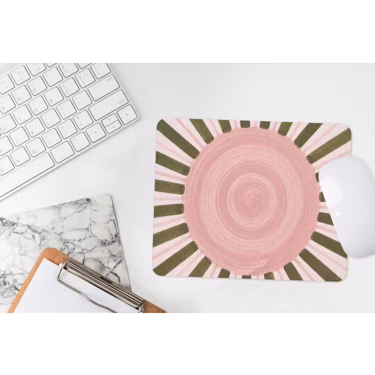 Patroon - Cirkel - Stralen - Abstract - Roze muismat rubber klein -witbureau