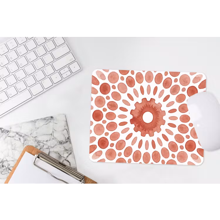 Patroon - Cirkels - Abstract - Modern - Rood muismat rubber klein -witbureau