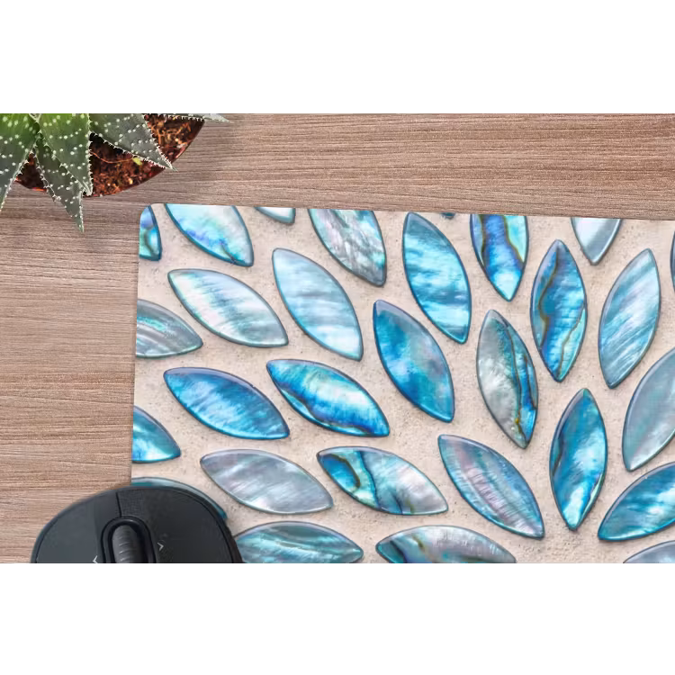 Patroon - Glans - Abstract - Blauw - Decoratie muismat rubber klein -closeup