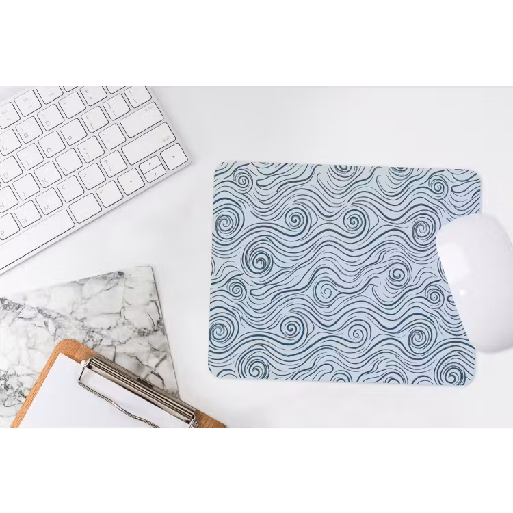 Patroon - Golven - Abstract - Modern - Blauw muismat rubber klein -witbureau