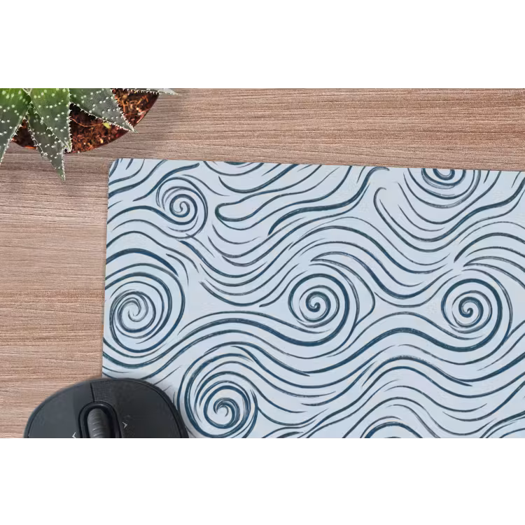 Patroon - Golven - Abstract - Modern - Blauw muismat rubber klein -closeup