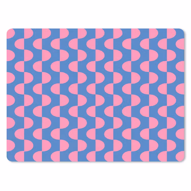 Patroon - Halve cirkels - Abstract - Modern - Roze - Blauw muismat rubber klein -3d