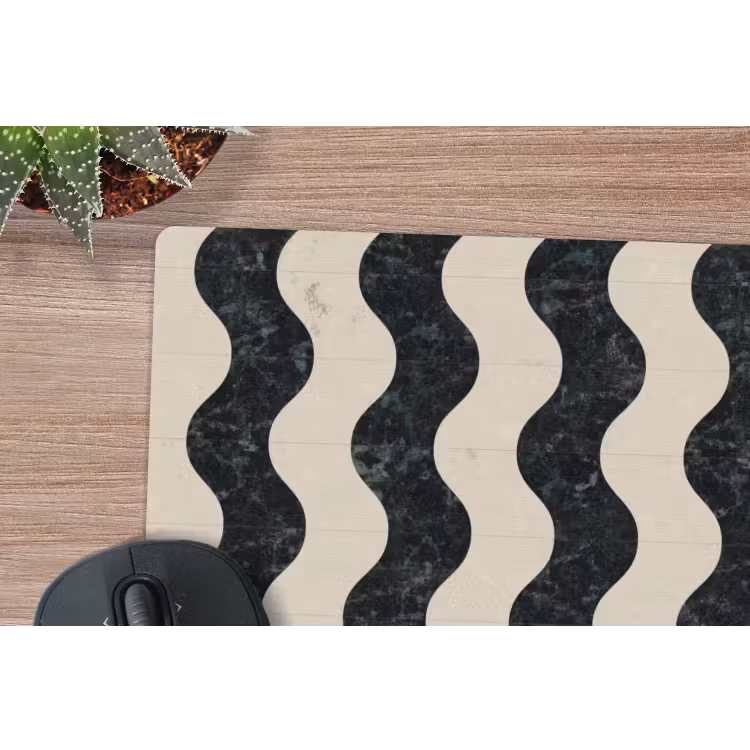 Patroon - Marmer - Groen - Cremé muismat rubber klein 262 -closeup