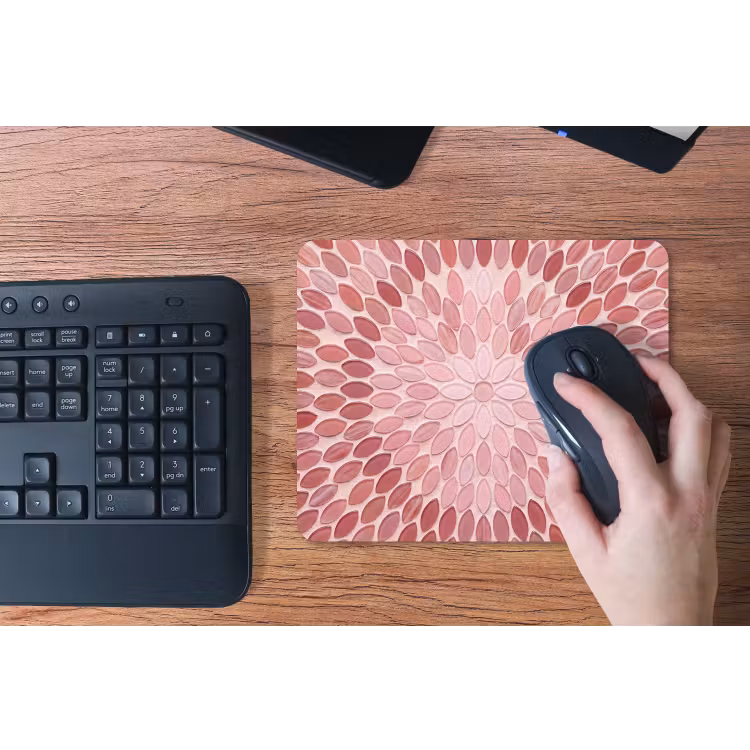 Patroon - Mozaïek - Ovaal - Abstract - Roze muismat rubber klein -toetsenbord