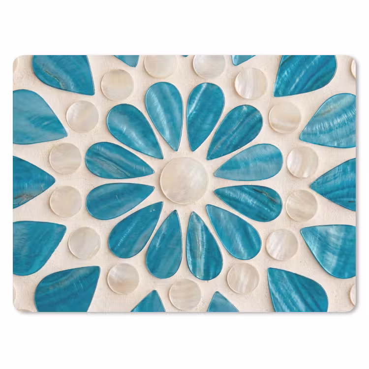 Patroon - Mozaïek - Schelpen - Abstract - Turquoise muismat rubber klein -3d