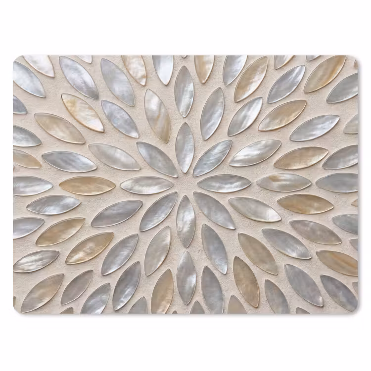 Patroon - Ovaal - Glanzend - Abstract - Beige muismat rubber klein -3d