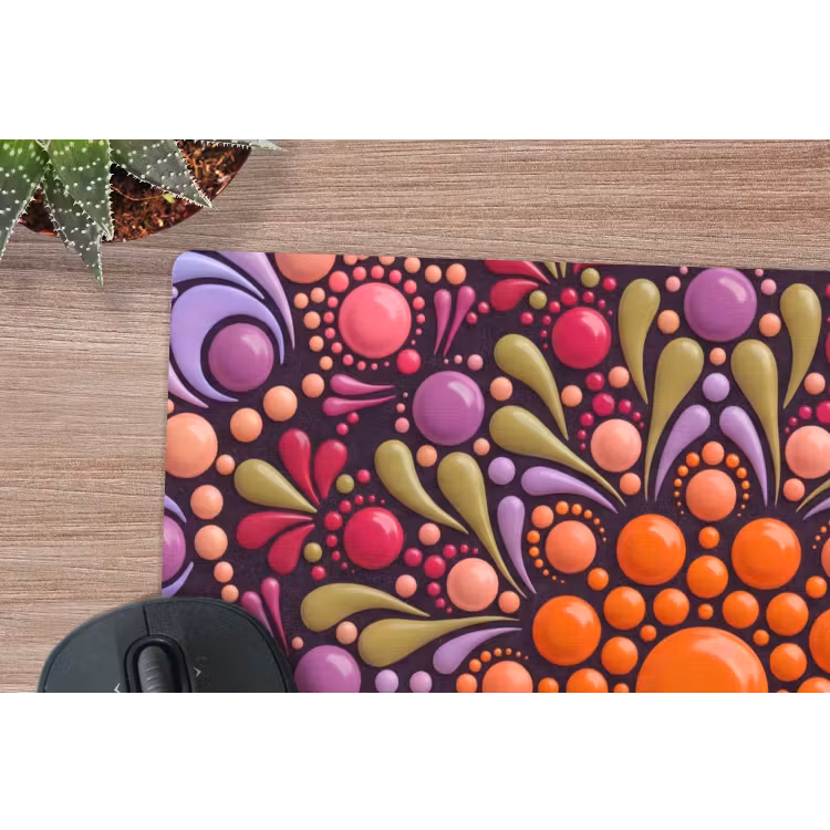 Patroon - Stippen - Abstract - Modern - Kleurrijk muismat rubber klein -closeup