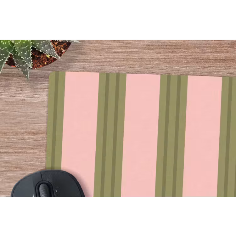 Patroon - Strepen - Abstract - Roze - Groen muismat rubber klein -closeup