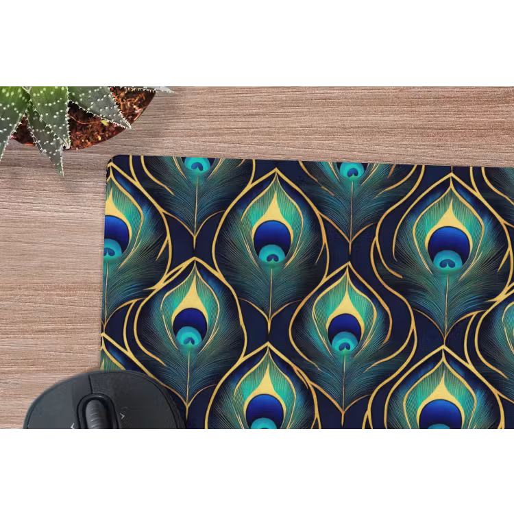 Pauw - Veren - Groen muismat rubber klein 262 -closeup