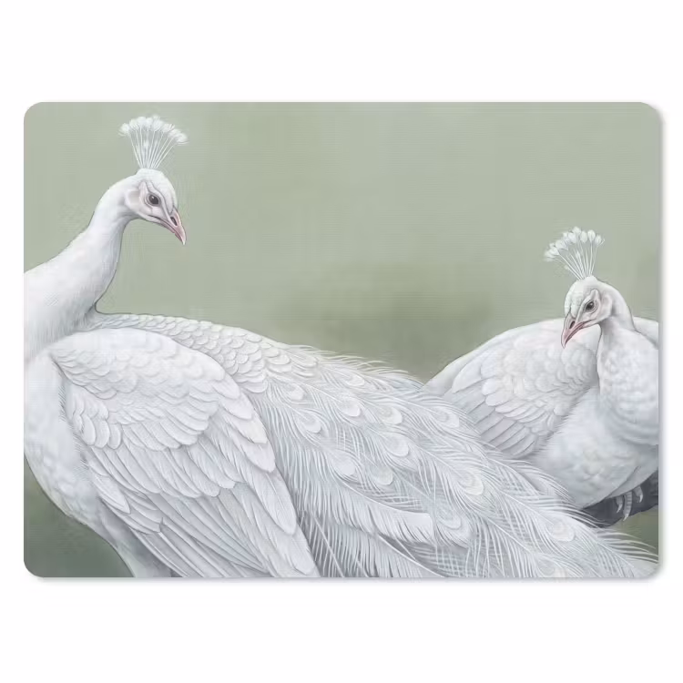 Pauwen - Wit - Natuur - Groen muismat rubber klein -3d