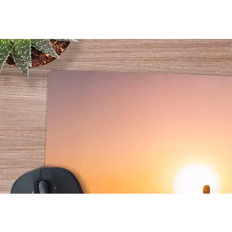 Persoon - Surfen - Zonsondergang - Zee - Oranje muismat rubber klein -closeup