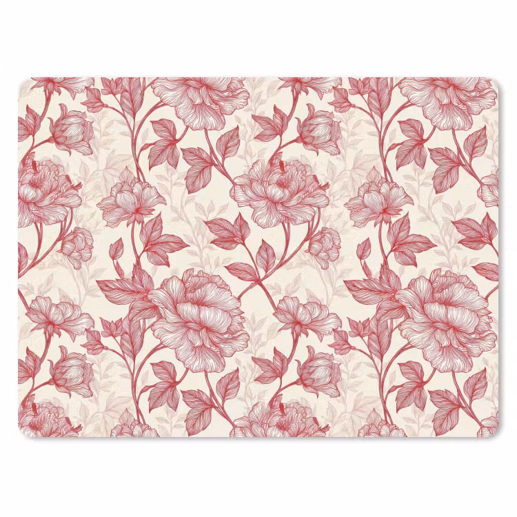 Pioenrozen - Modern - Rood muismat rubber klein 262 -3d