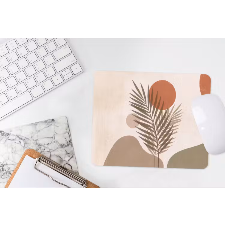 Planten - Bladeren - Abstract - Modern - Beige muismat rubber klein -witbureau
