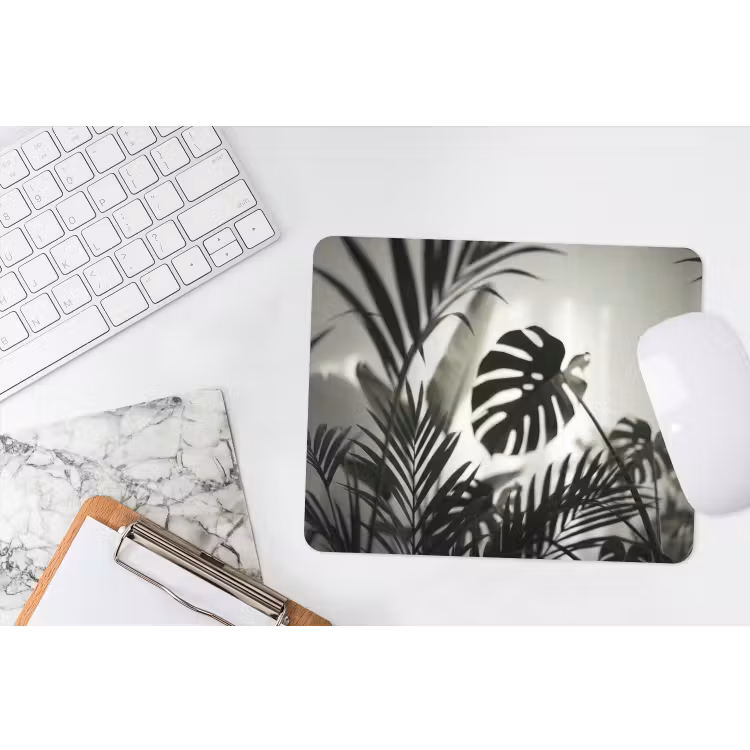 Planten - Bladeren - Natuur - Minimalistisch - Groen muismat rubber klein -witbureau