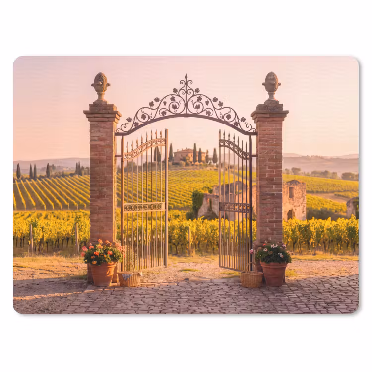 Poort - Landschap - Platteland - Zonlicht - Warm muismat rubber klein -3d