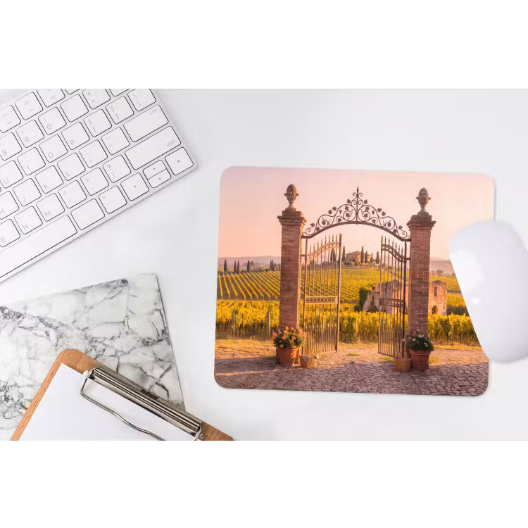 Poort - Landschap - Platteland - Zonlicht - Warm muismat rubber klein -witbureau