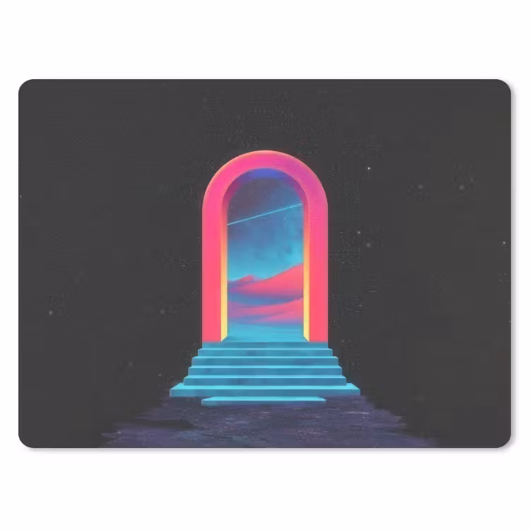 Poortje - Landschap - Sterrenhemel - Roze muismat rubber klein -3d