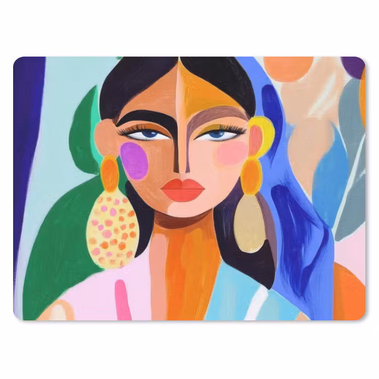 Portret - Vrouw - Modern muismat rubber klein -3d