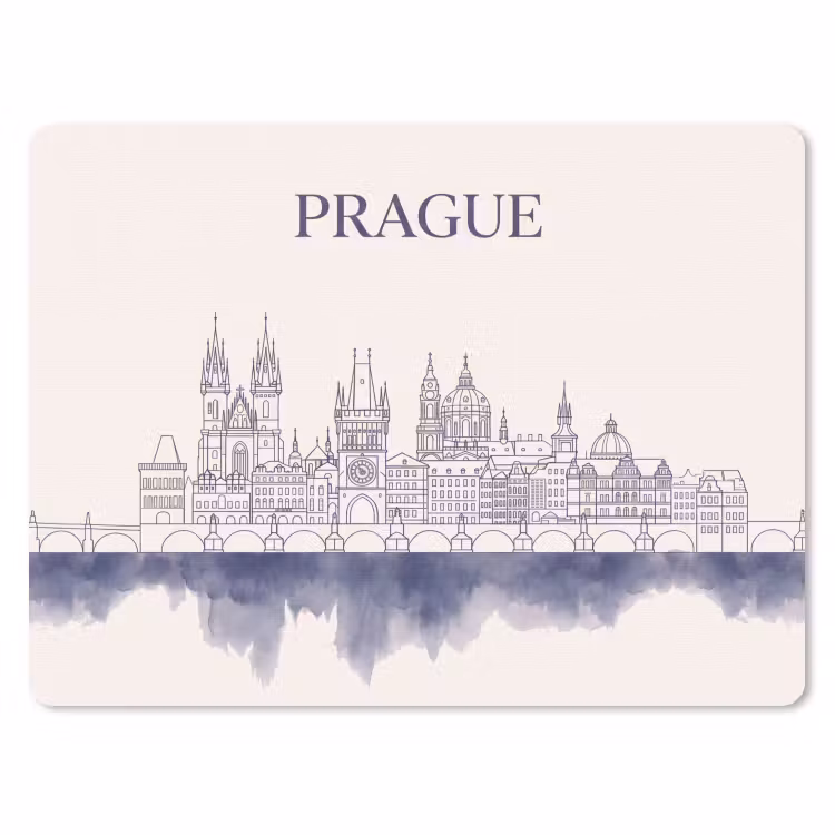 Praag - Skyline - Architectuur - Blauw muismat rubber klein -3d