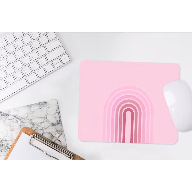Regenboog - Roze - Abstract - Modern - Minimalistisch muismat rubber klein -witbureau