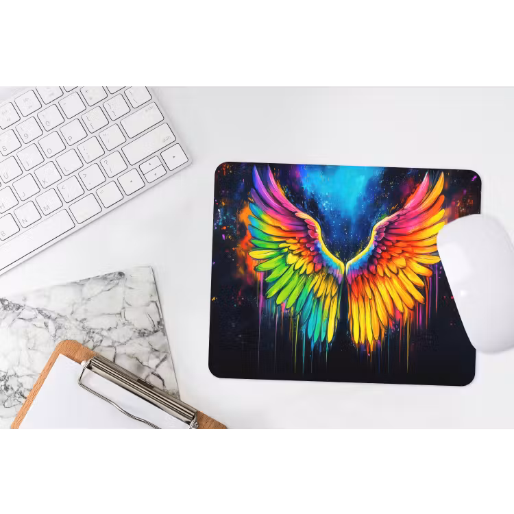 Regenboogkleuren - Vleugels - Magisch muismat rubber klein -witbureau