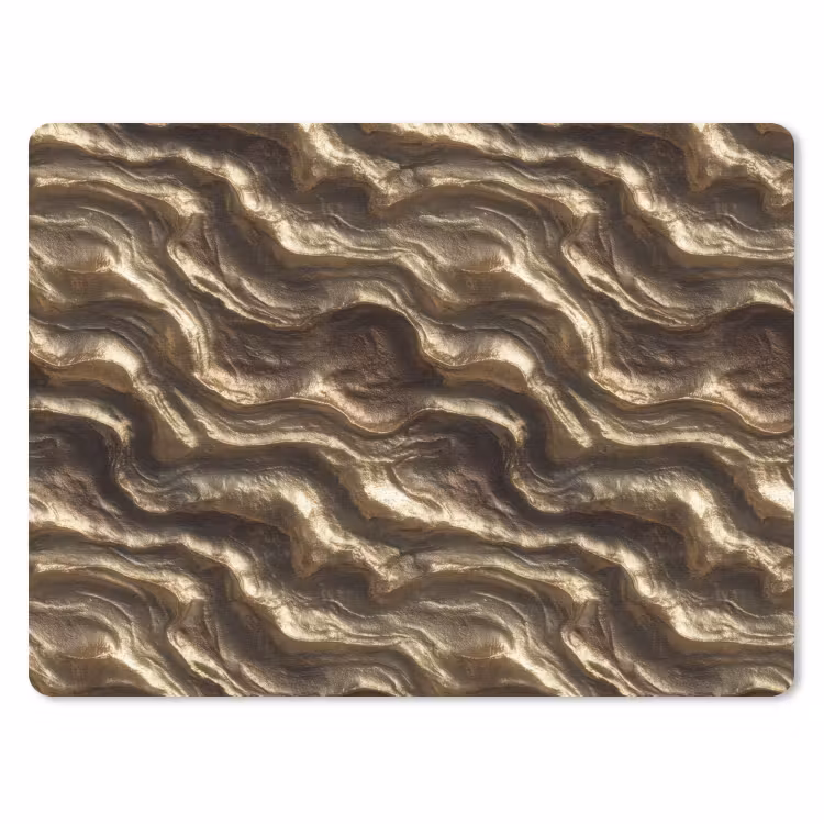 Reliëf - Golven - Abstract - Bronsgoud muismat rubber klein 262 -3d