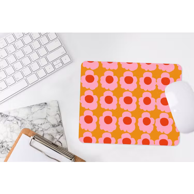 Retro - Bloemen - Roze muismat rubber klein 262 -witbureau