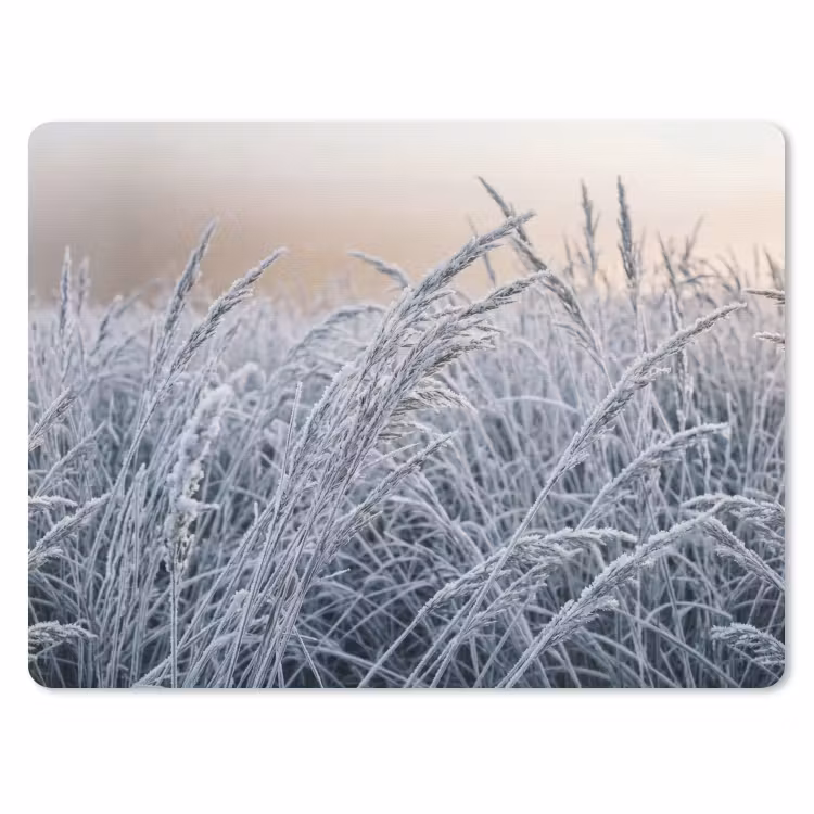 Rijp - Gras - Kristallen - Winter - Minimalistisch muismat rubber klein -3d