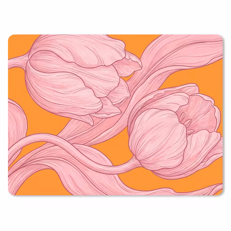 Muismat - Roze bloemen - Modern - Roze bloemen - Modern muismat rubber klein