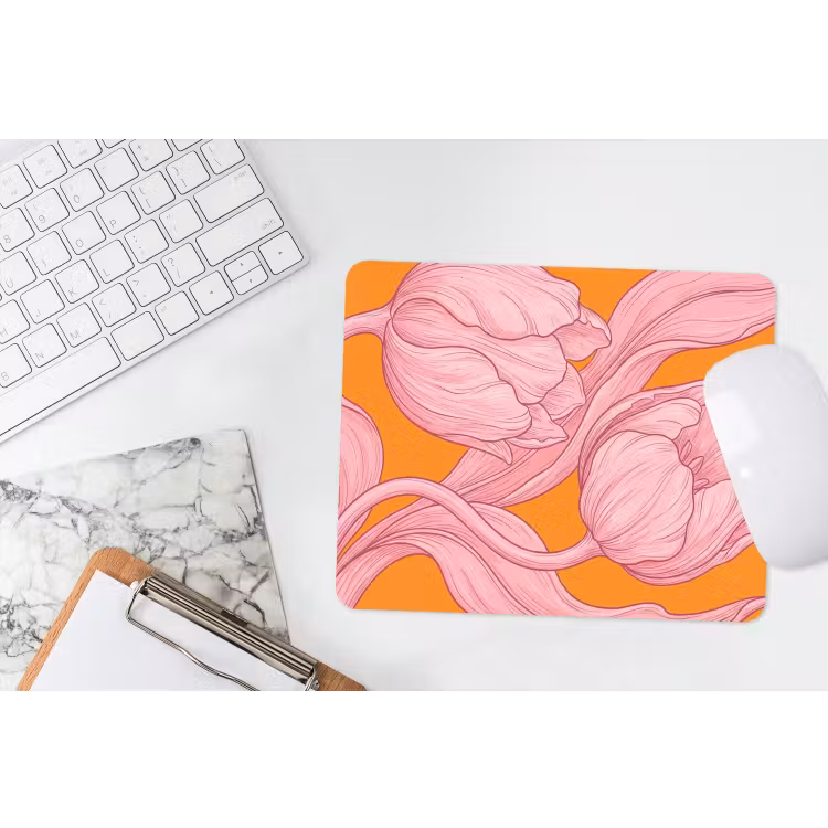 Muismat - Roze bloemen - Modern - Roze bloemen - Modern muismat rubber klein