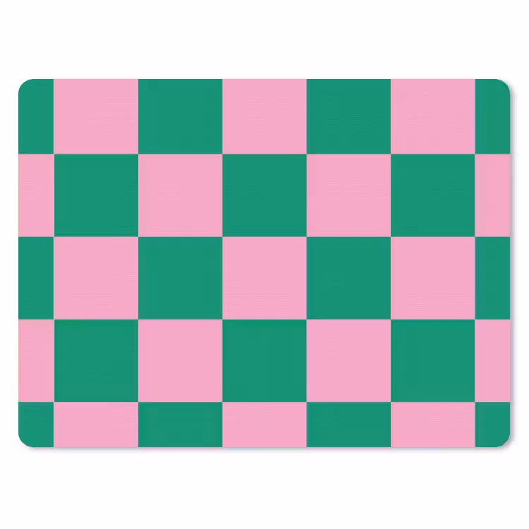 Schaakbord patroon - Groen - Roze - Blokjes muismat rubber klein -3d
