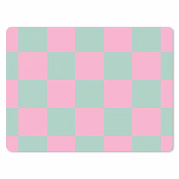 Schaakbord patroon - Groen - Roze - Blokjes muismat rubber klein -3d