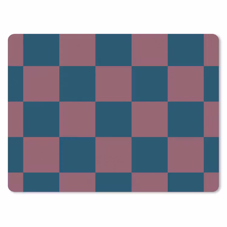Schaakbord print - Blauw - Rood - Blokjes muismat rubber klein -3d