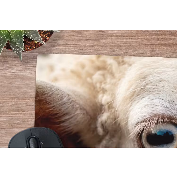 Schaap - Oog - Wit muismat rubber klein -closeup