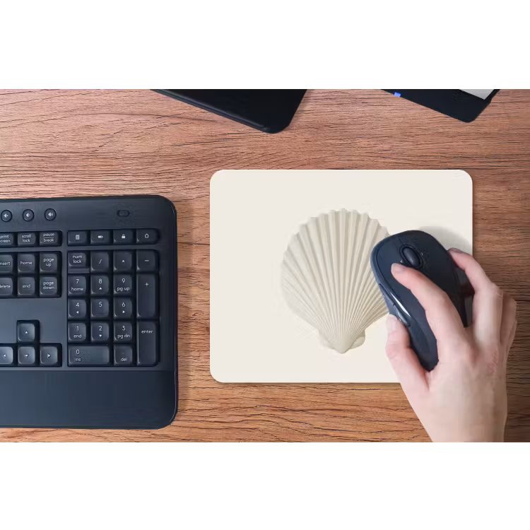 Schelp - Minimalistisch - Wit muismat rubber klein -toetsenbord