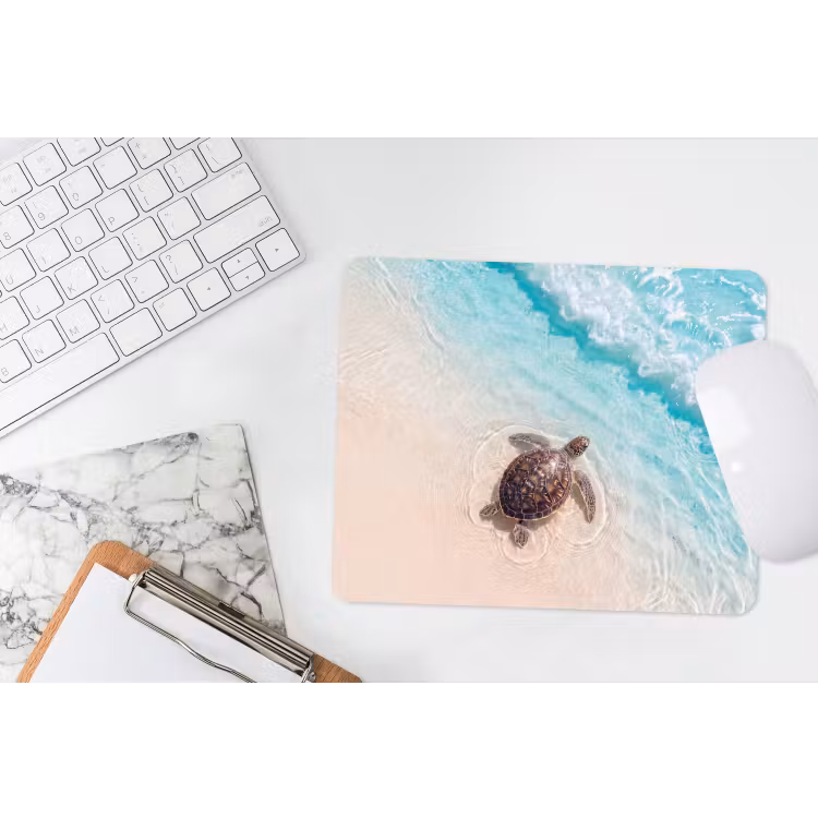 Schildpad - Helder water - Strand - Dieren - Natuur muismat rubber klein -witbureau
