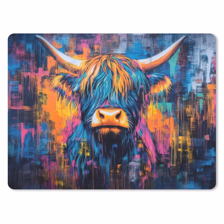 Schotse Hooglander - Abstract - Kleurrijk muismat rubber klein -3d