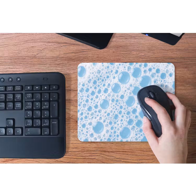 Schuim - Bubbels - Blauw muismat rubber klein -toetsenbord