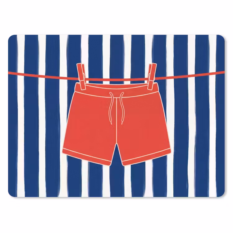 Shorts - Waslijn - Zomer - Illustratie - Rood muismat rubber klein -3d