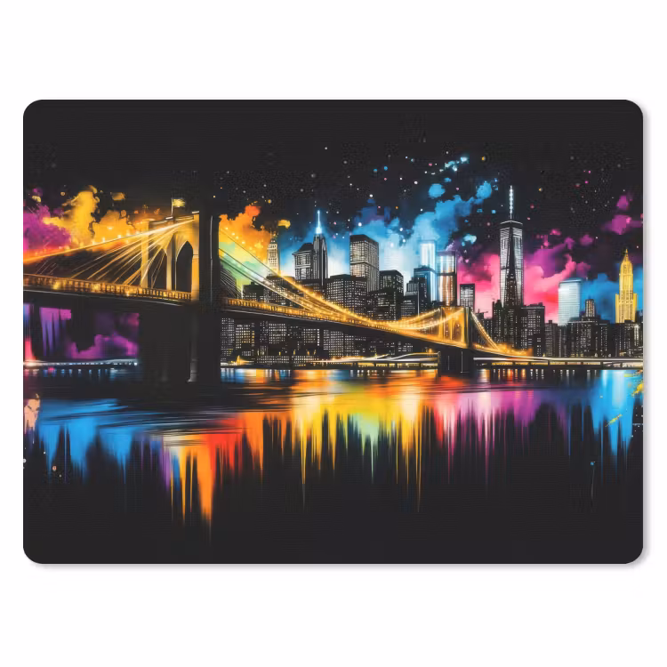 Skyline - Brug - Verlichting - Kleuren muismat rubber klein -3d